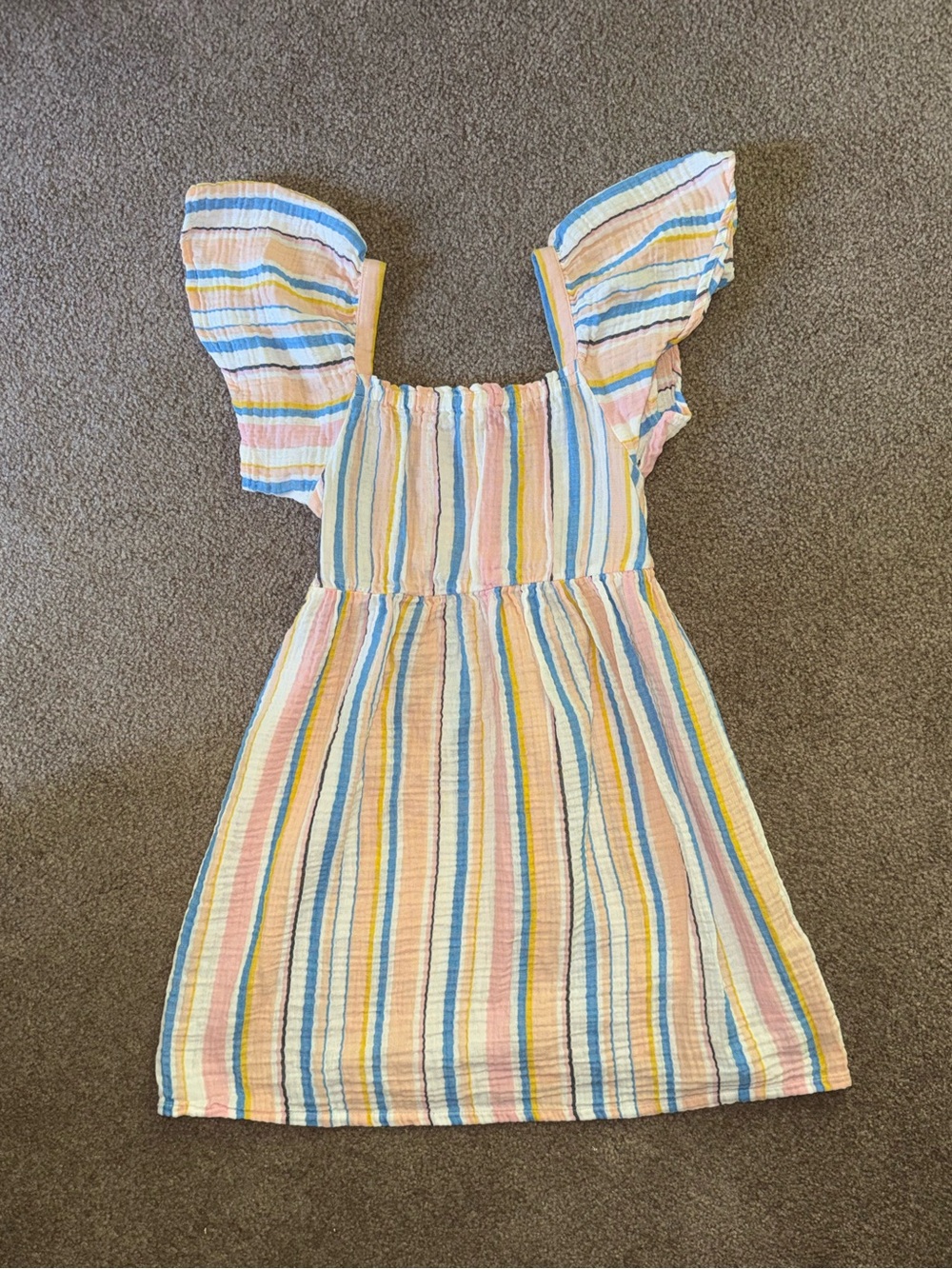 Roxy Girls' Pastel Stripe Dress - Pink, Blue, Yellow, White